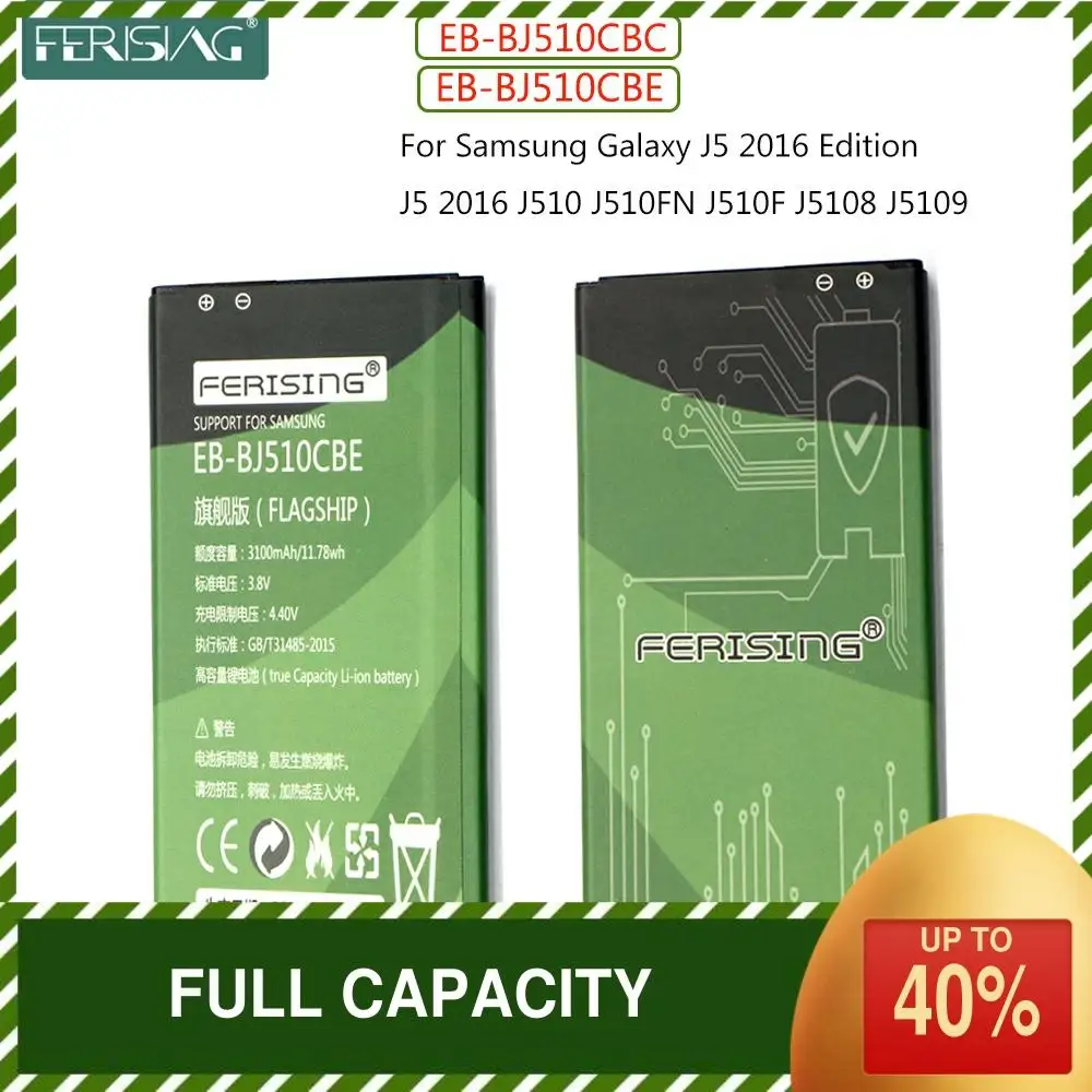 FERISING EB-BJ510CBC EB-BJ510CBE 3100mAh battery For Samsung Galaxy J5 2016 Edition J510 J510FN J510F j5108 j5109 Batteries
FERISING EB-BJ510CBC EB-BJ510CBE 3100mAh battery For Samsung Galaxy J5 2016 Edition J510 J510FN J510F j5108 j5109 Batteries