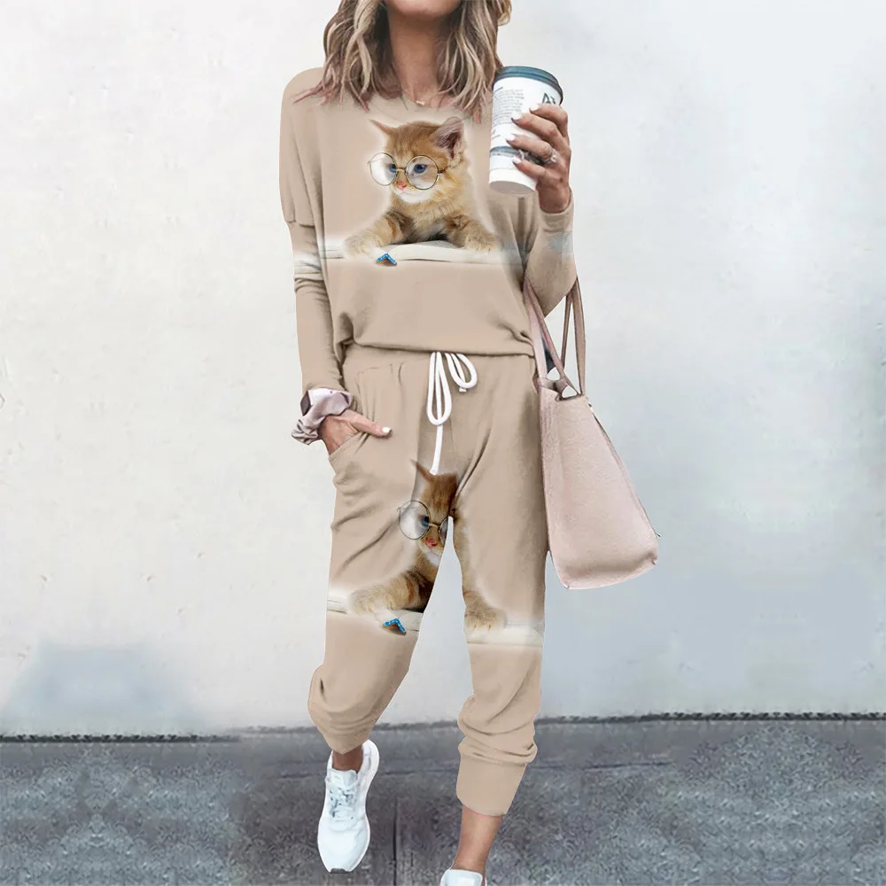 Women 2 Piece Sets Pullovers Cloting Long Sleeve Cute Print Female Tops Elastic Waist Pants Casual Street Style Tracksuit Ladies
Women 2 Piece Sets Pullovers Cloting Long Sleeve Cute Print Female Tops Elastic Waist Pants Casual Street Style Tracksuit Ladies
