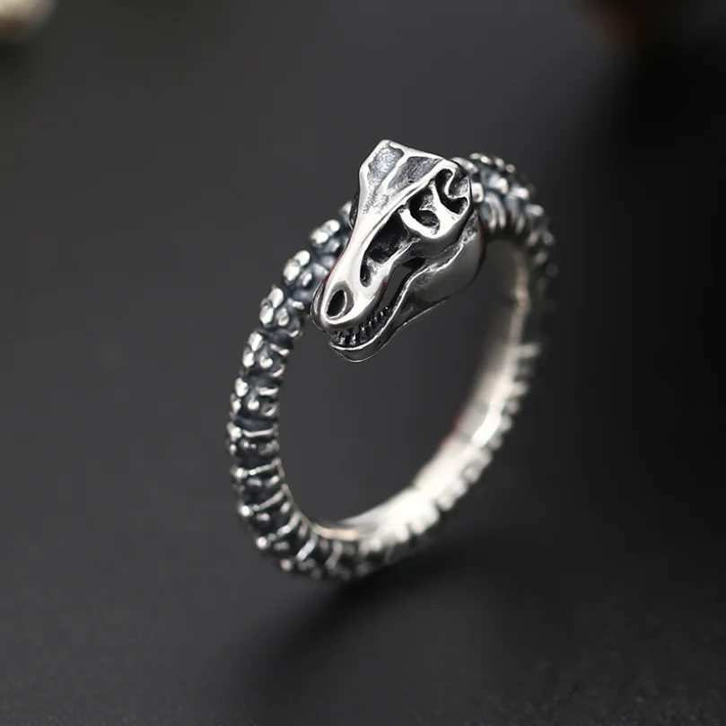 S925 Sterling Silver Dinosaur Skeleton Open Ring Men Women Real Silver Creative Punk Personality Big Resizable Ring Jewelry
S925 Sterling Silver Dinosaur Skeleton Open Ring Men Women Real Silver Creative Punk Personality Big Resizable Ring Jewelry