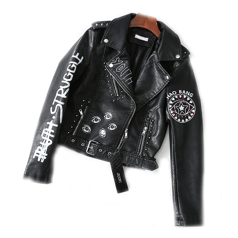 Spring Punk PU leather jacket female fashion brand Slim street style printed motorcycle clothing leather jacket wj964 wholesale
Spring Punk PU leather jacket female fashion brand Slim street style printed motorcycle clothing leather jacket wj964 wholesale