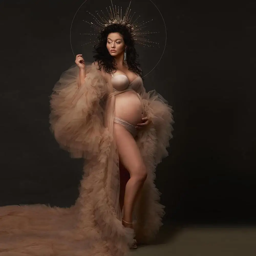 Chic Champagne See Thru Ruffles Evening Dresses Maternity Robe Photography Full Sleeves Long Mesh Tulle Women Dress Baby Shower
Chic Champagne See Thru Ruffles Evening Dresses Maternity Robe Photography Full Sleeves Long Mesh Tulle Women Dress Baby Shower
