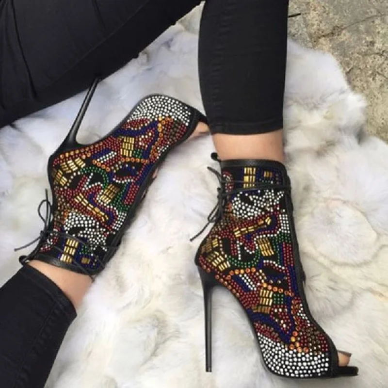 Multicolor Rhinestone Ankle Boots Peep Toe Lace-up Stiletto Heels Dress Shoes String Bead Cut-out Short Bootie Drop Ship
Multicolor Rhinestone Ankle Boots Peep Toe Lace-up Stiletto Heels Dress Shoes String Bead Cut-out Short Bootie Drop Ship