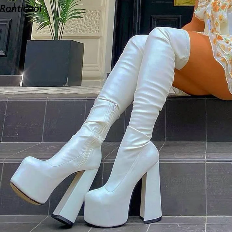 Ronticool Handmade Women Winter Over The Knee Stretch Boots Chunky Heels Round Toe Beautiful White Party Shoes Us Size 5-15
Ronticool Handmade Women Winter Over The Knee Stretch Boots Chunky Heels Round Toe Beautiful White Party Shoes Us Size 5-15