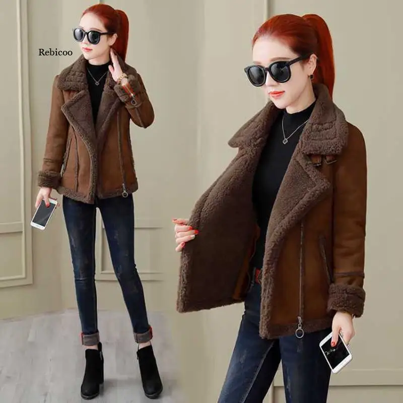 Female Winter Suede Lambs Wool Jacket Coat High Streetwear Casual Plus Cashmere Thicken Warm Long Sleeve Fur Suede Coats
Female Winter Suede Lambs Wool Jacket Coat High Streetwear Casual Plus Cashmere Thicken Warm Long Sleeve Fur Suede Coats