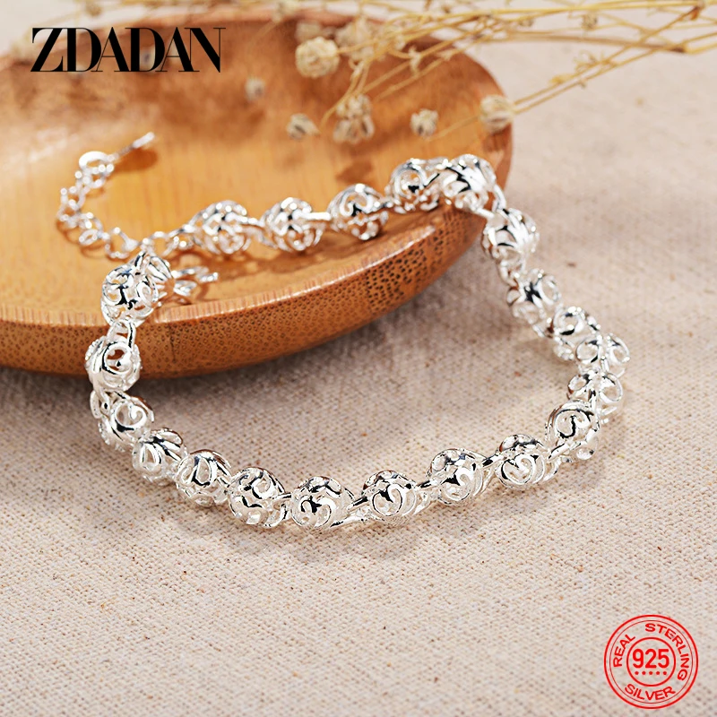 ZDADAN 925 Sterling Silver Hollow Round Ball Bracelet Chain For Women Wedding Jewelry Accessories
ZDADAN 925 Sterling Silver Hollow Round Ball Bracelet Chain For Women Wedding Jewelry Accessories