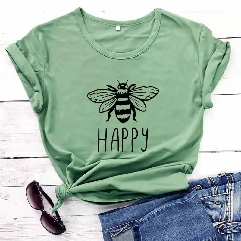 Be Happy Cute Bee Graphic Shirt New Arrival Summer Casual 100%Cotton Funny T Shirt Cute Bee Shirt Happiness Shirts Bee Happy Tee
Be Happy Cute Bee Graphic Shirt New Arrival Summer Casual 100%Cotton Funny T Shirt Cute Bee Shirt Happiness Shirts Bee Happy Tee
