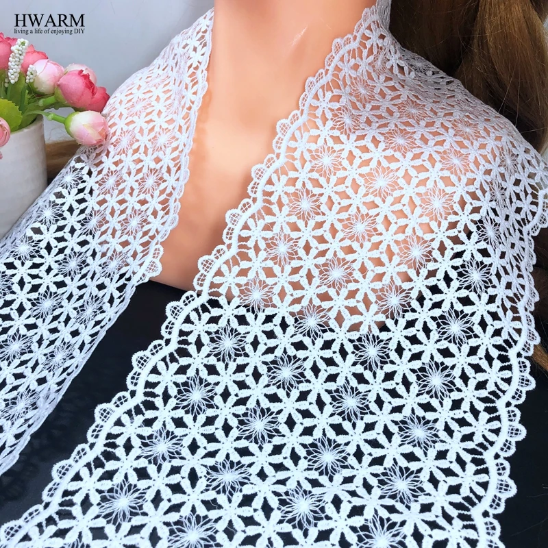 5 ярдов 15 см белая сетчатая африканская кружевная ткань лента Искусство ремесло шитье отделка DIY Ручная работа молочный шелк водорастворимое кружево для штор