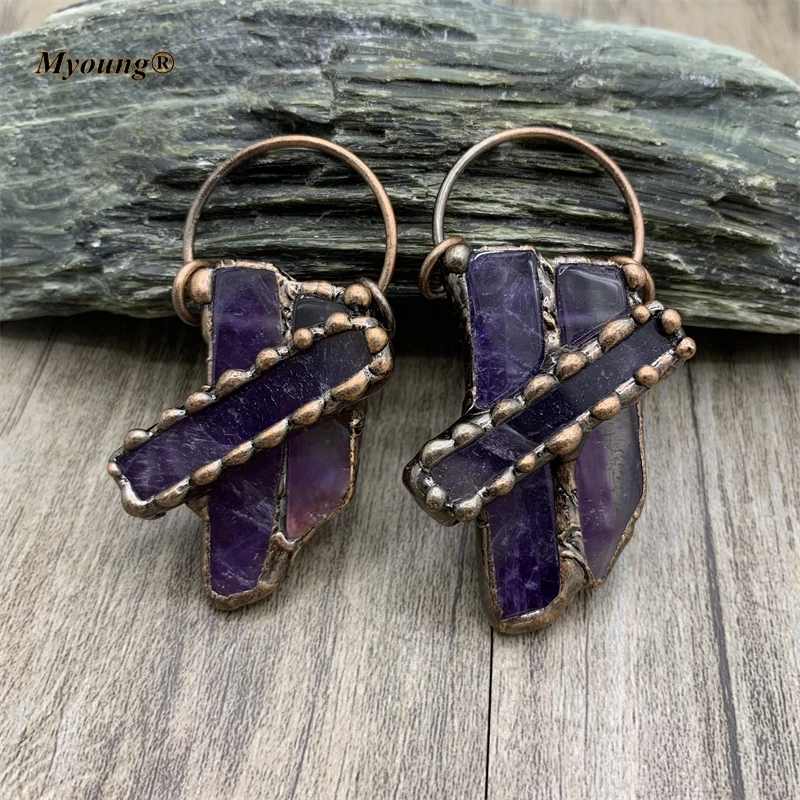 Bronze Soldering Natural Amethysts Crystal Necklace Pendant,Boho Jewelry Vintage Gems Stone Charms Supplies Pendants MY210727
Bronze Soldering Natural Amethysts Crystal Necklace Pendant,Boho Jewelry Vintage Gems Stone Charms Supplies Pendants MY210727
