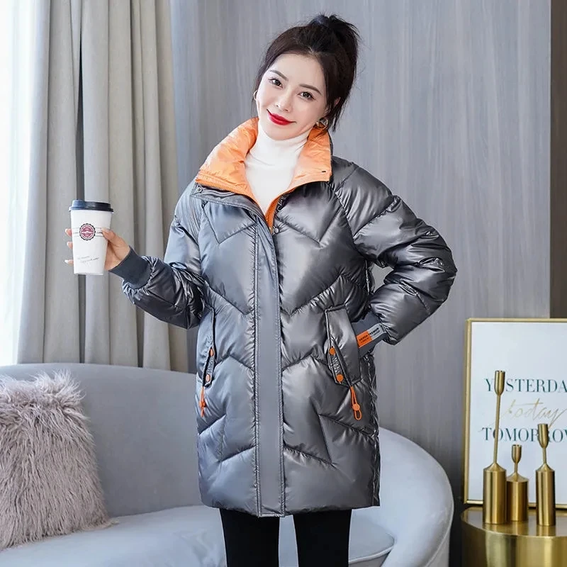 Korean Fashion Glossy Parkas Women Winter Thick Warm Long Down Cotton Padded Coat High Quality Loose Casual Quilted Jacket
Korean Fashion Glossy Parkas Women Winter Thick Warm Long Down Cotton Padded Coat High Quality Loose Casual Quilted Jacket