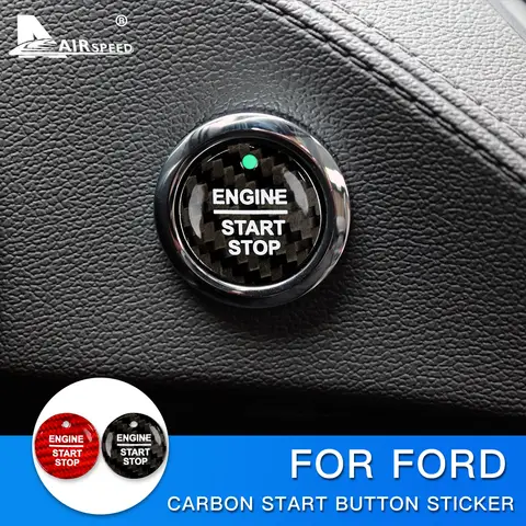 Vera fibra di carbonio dura per Ford Everest Mondeo Ecoboost Escort F150 Explorer Focus Edge Car accensione pulsante di avvio Cover Sticker