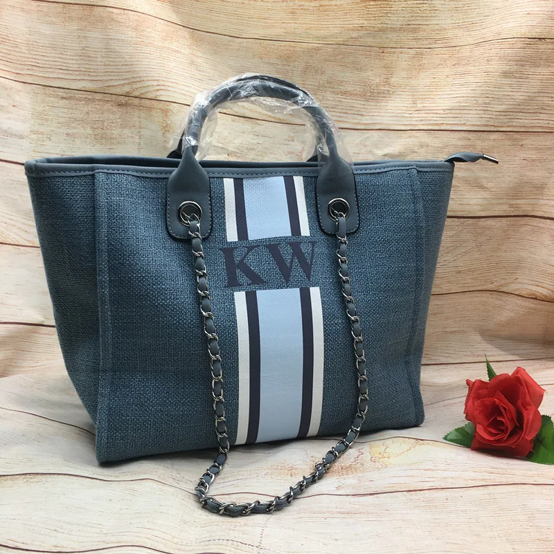 Personalized Monogram Beach Tote Bag Canvas Customised Stripe Initials Chain Handbag Monogrammed Market Bag Shopping Jutes
Personalized Monogram Beach Tote Bag Canvas Customised Stripe Initials Chain Handbag Monogrammed Market Bag Shopping Jutes