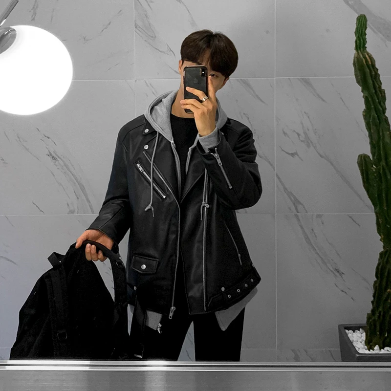 2022 Spring Men's clothing leather jacket men's Korean trend handsome PU coats Streetwear motorcycle casual black male coat
2022 Spring Men's clothing leather jacket men's Korean trend handsome PU coats Streetwear motorcycle casual black male coat