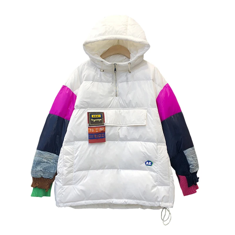 2023 Down Coat Parka Women Winter Thick Fashion Patchwork Hooded Sweater Casual Down Jacket Female Short Loose Warm Overcoat
2023 Down Coat Parka Women Winter Thick Fashion Patchwork Hooded Sweater Casual Down Jacket Female Short Loose Warm Overcoat