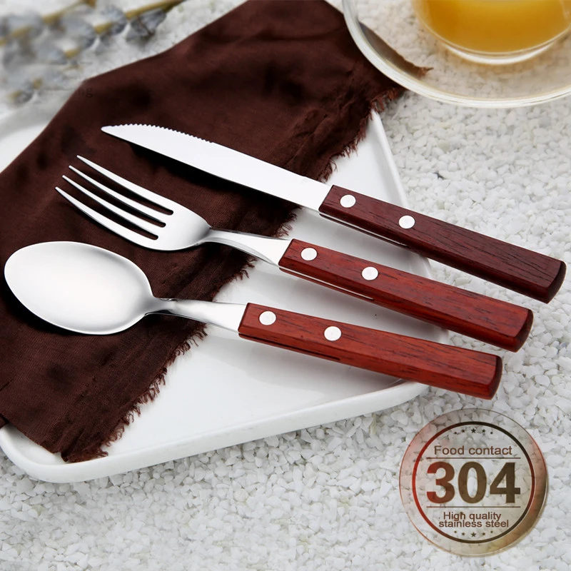 Dinnerware Stainless Steel Dinner Cutlery Knives Forks Spoons Black or Wooden Texture Handle Home Party Tableware Steak Knife
Dinnerware Stainless Steel Dinner Cutlery Knives Forks Spoons Black or Wooden Texture Handle Home Party Tableware Steak Knife
