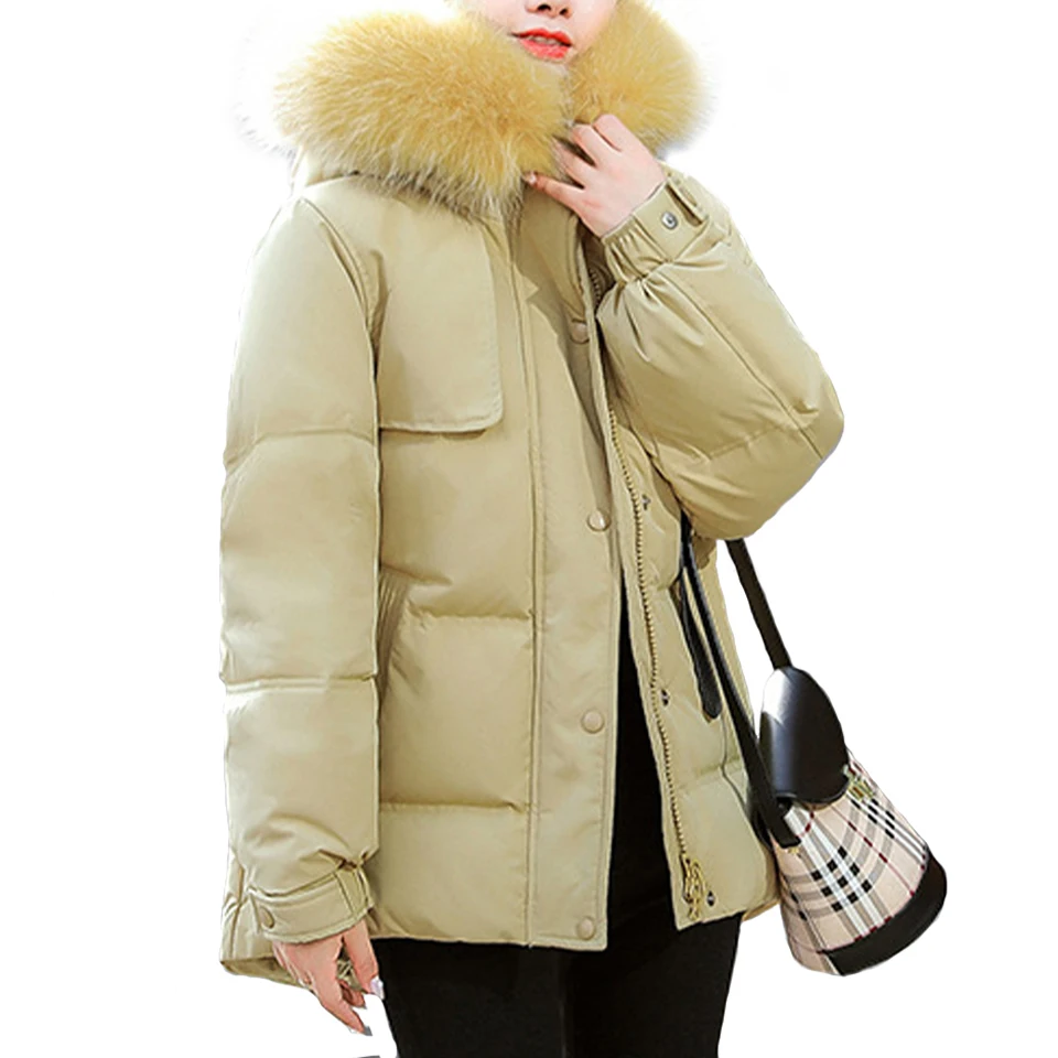 Women's Down Jacket White Duck Down Hood Fox Fur Collar Single-Breasted With Zipper Solid Color Women's Warm Top Fashion Casual
Women's Down Jacket White Duck Down Hood Fox Fur Collar Single-Breasted With Zipper Solid Color Women's Warm Top Fashion Casual