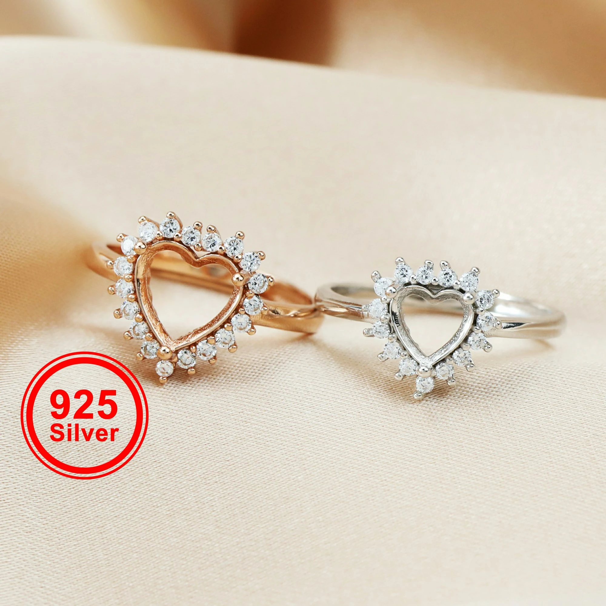 Keepsake Heart Prong Ring Settings for Faceted Gemstone Rose Gold Plated Solid 925 Sterling Silver Adjustable DIY Ring 1294262
Keepsake Heart Prong Ring Settings for Faceted Gemstone Rose Gold Plated Solid 925 Sterling Silver Adjustable DIY Ring 1294262