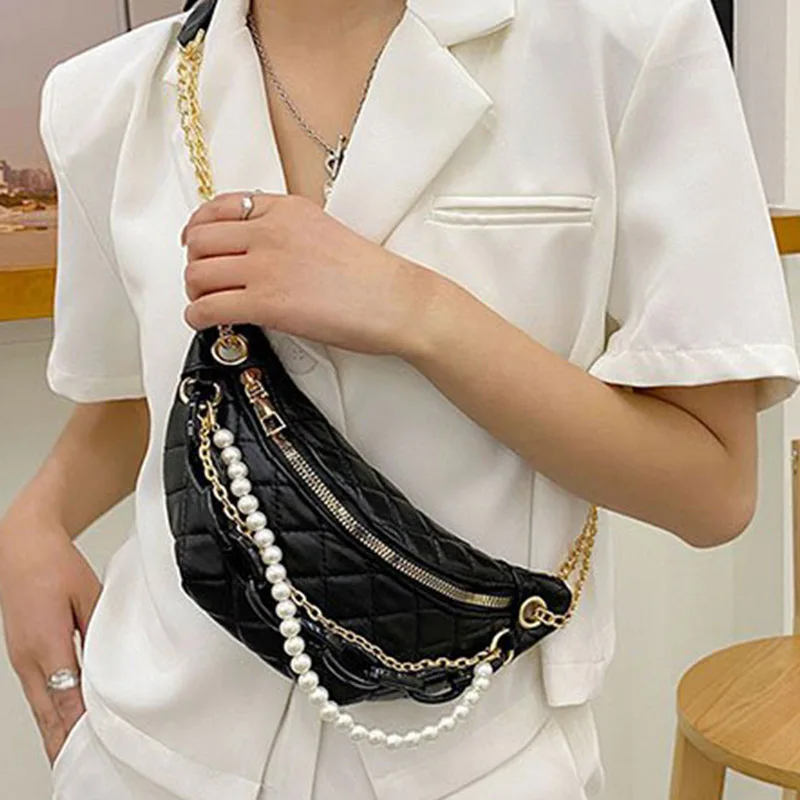 Women Waist Bag Casual Metal Chain Chest Bags Pu Leather Fanny Bag Luxury Branded Shoulder Bags Ladies Fashion Purse
Women Waist Bag Casual Metal Chain Chest Bags Pu Leather Fanny Bag Luxury Branded Shoulder Bags Ladies Fashion Purse