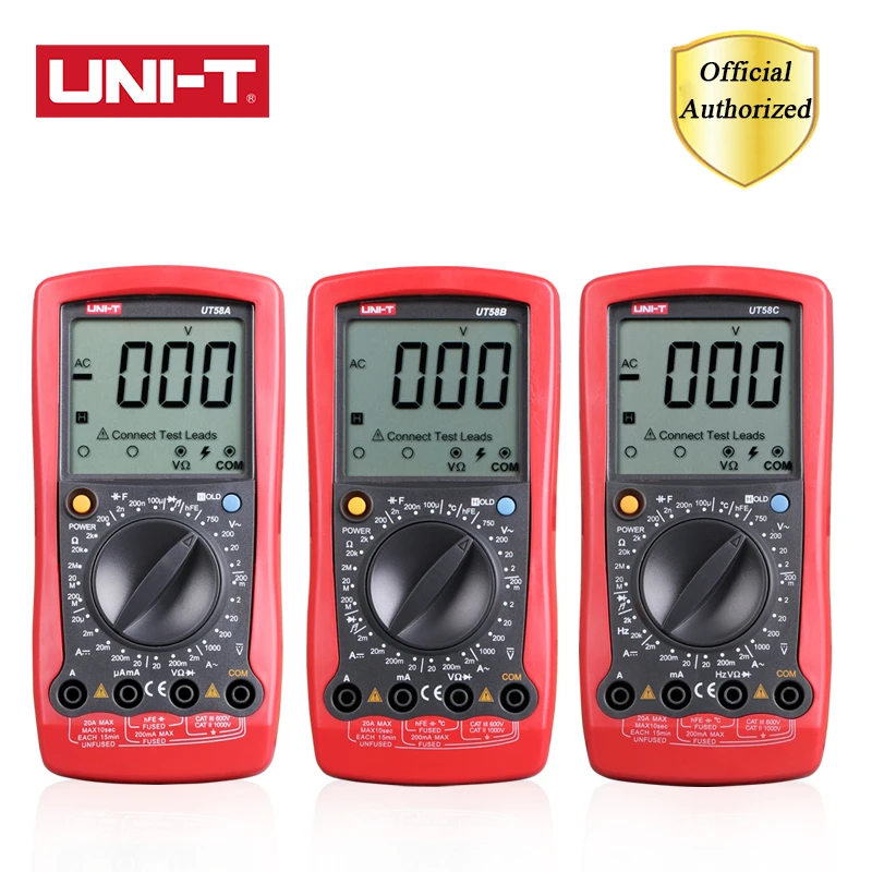 Мультиметр UT58A/UT58B/UT58C/UT58D, измерение сопротивления/емкости/частоты/температуры, ручной диапазон, общий цифровой мультиметр, UNI-T
Мультиметр UT58A/UT58B/UT58C/UT58D, измерение сопротивления/емкости/частоты/температуры, ручной диапазон, общий цифровой мультиметр, UNI-T