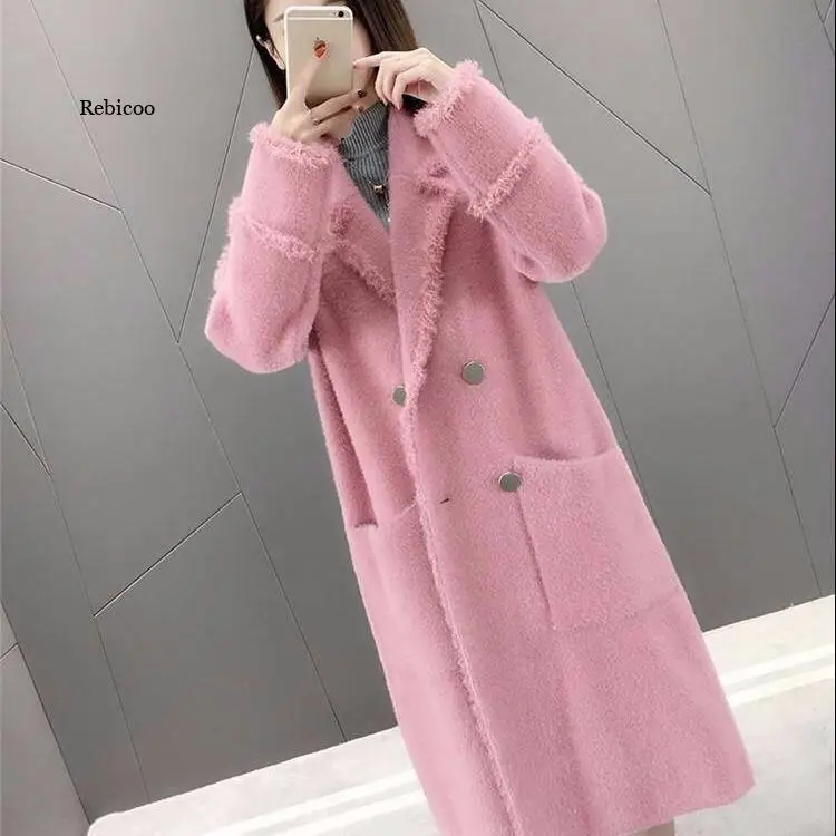 Women's Imitation Mink Fleece Autumn Winter Coat Solid Color Knitted Cardigan Loose Mid-Length Knit Jackets Y233
Women's Imitation Mink Fleece Autumn Winter Coat Solid Color Knitted Cardigan Loose Mid-Length Knit Jackets Y233