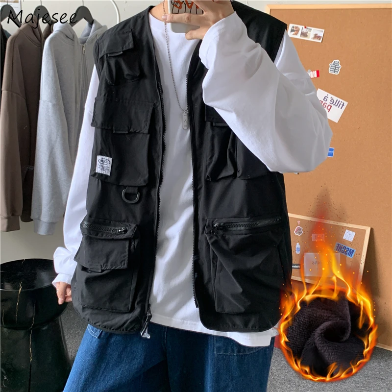 Vests Men Multi-pockets Chic Plus Size 3XL Tactic Teens Japanese Style Velvet Fashion Streetwear Jackets Hip-hop Coat
Vests Men Multi-pockets Chic Plus Size 3XL Tactic Teens Japanese Style Velvet Fashion Streetwear Jackets Hip-hop Coat