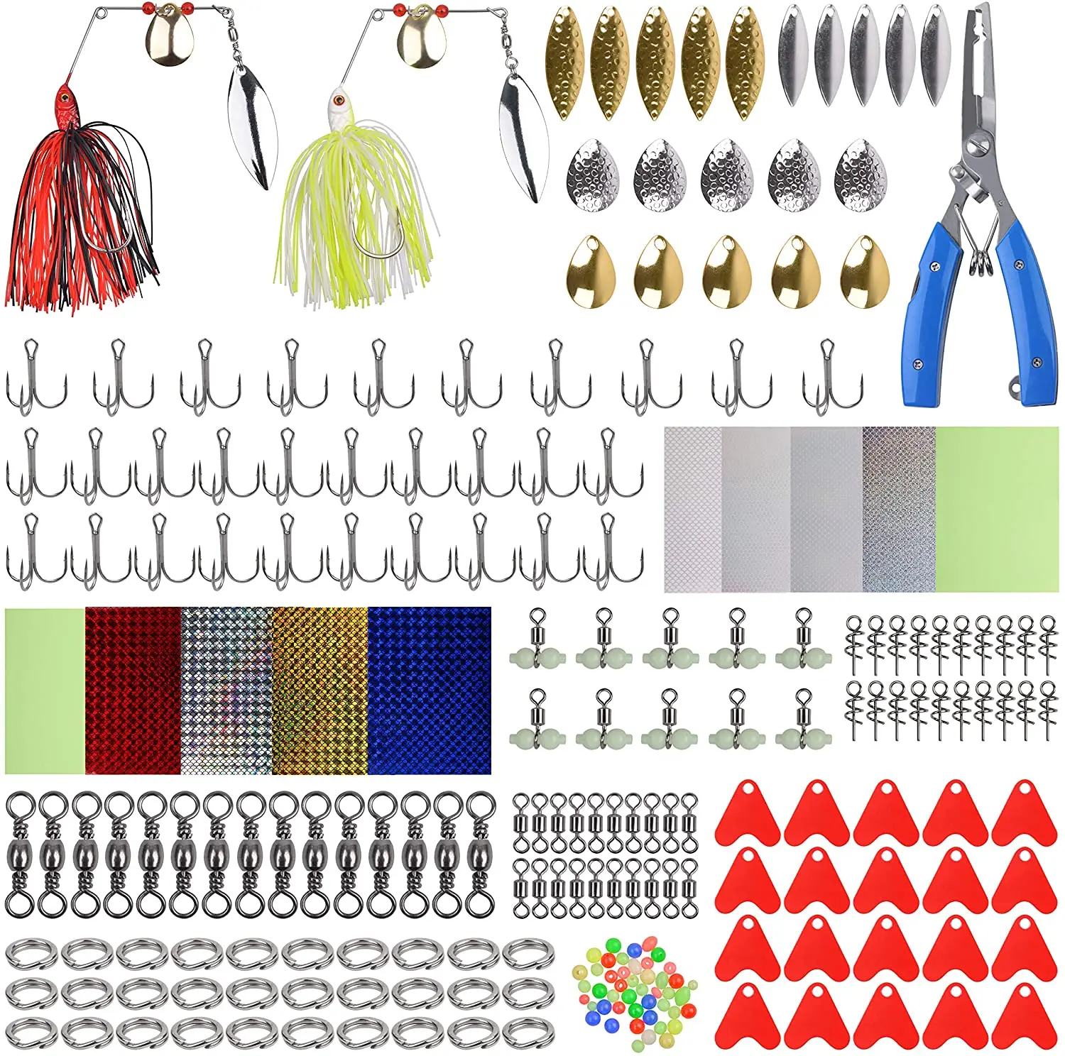 228PCS/Box Fishing Lures DIY Kit Spinner Blades Fishing Spoons Making Kit Soft Lures Treble Hooks Spring Twist Lock Swivels
228PCS/Box Fishing Lures DIY Kit Spinner Blades Fishing Spoons Making Kit Soft Lures Treble Hooks Spring Twist Lock Swivels