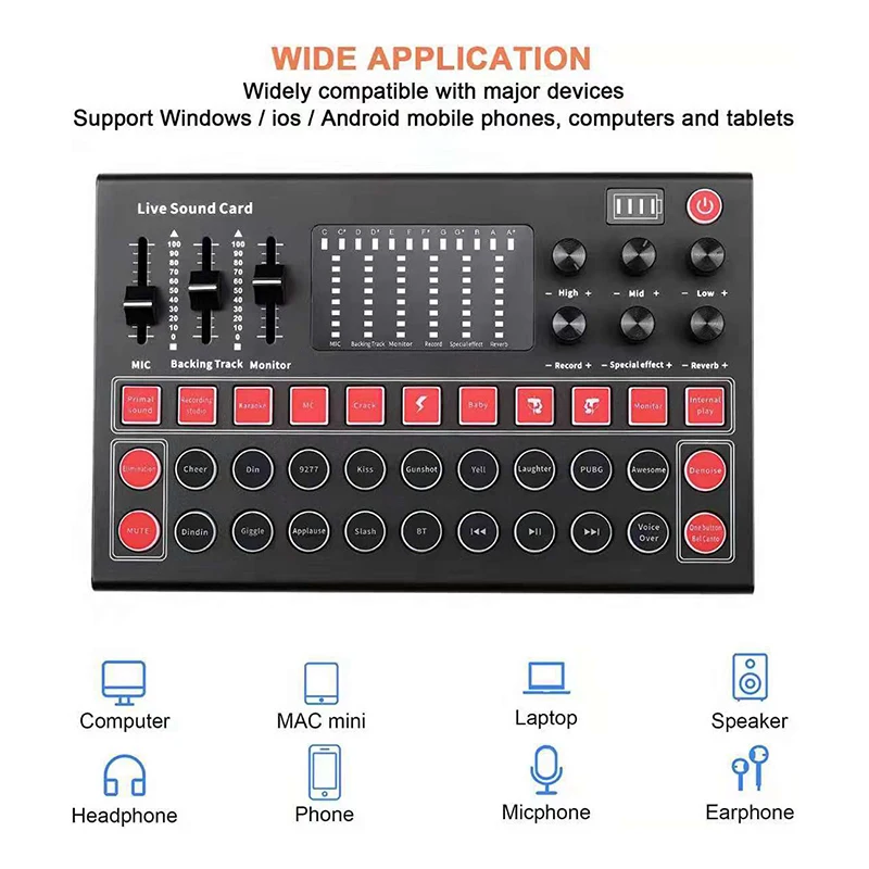 M9 sound card English version live broadcast equipment with colorful lights, compatible with multi-platform live broadcast 
M9 sound card English version live broadcast equipment with colorful lights, compatible with multi-platform live broadcast