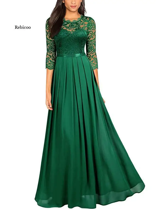 Women's Dress Chiffon Stitching Lace Long Dress Bridesmaid Evening Dress Five-point Sleeve Dress Maxi Dress Ladies Long Dress
Women's Dress Chiffon Stitching Lace Long Dress Bridesmaid Evening Dress Five-point Sleeve Dress Maxi Dress Ladies Long Dress