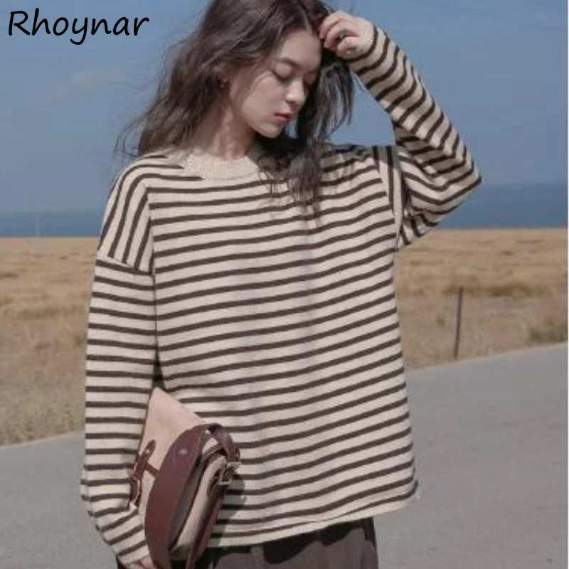 Pullovers Women Cozy Fashion All-match Striped Elegant Loose Japanese Style Female Sweaters Leisure O-neck Warm Knitted Simple
Pullovers Women Cozy Fashion All-match Striped Elegant Loose Japanese Style Female Sweaters Leisure O-neck Warm Knitted Simple