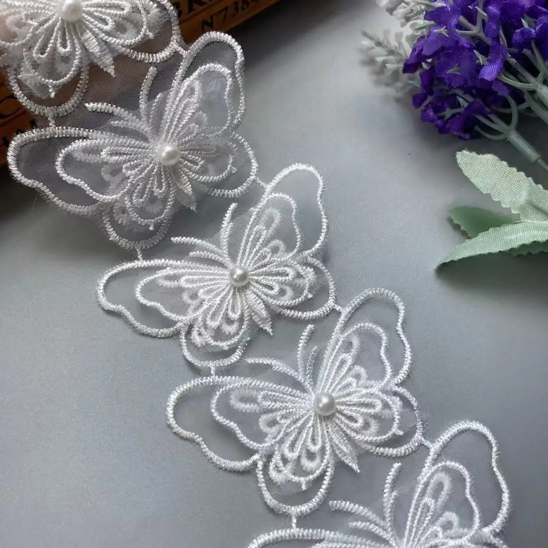 2 yards White Double Layer Butterfly Lace Trim Ribbon Embroidered Fabric Polyester Pearl Flower DIY Sewing Craft For Hat Craft
2 yards White Double Layer Butterfly Lace Trim Ribbon Embroidered Fabric Polyester Pearl Flower DIY Sewing Craft For Hat Craft