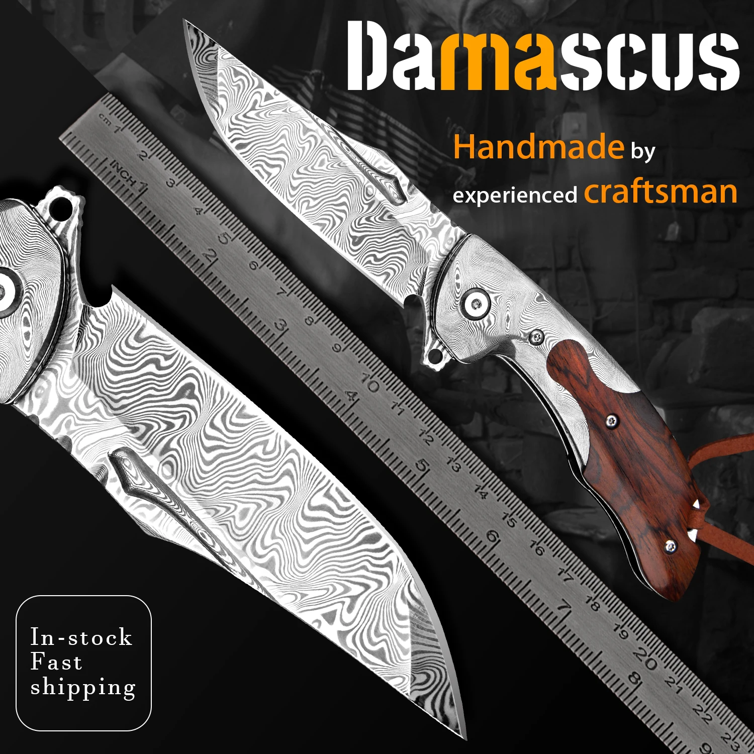 Handmade Damascus Folding Knife with Leather Sheath EDC Camping Tools for Outdoor Activities Self Defense Collection Men's Gift
Handmade Damascus Folding Knife with Leather Sheath EDC Camping Tools for Outdoor Activities Self Defense Collection Men's Gift