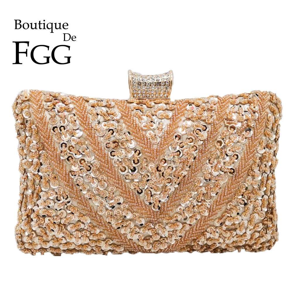 Boutique De FGG Women Gold Sequin Evening Bags Bridal Beaded Clutch Wedding Bag Ladies Party Ccoktail Purses and Handbags
Boutique De FGG Women Gold Sequin Evening Bags Bridal Beaded Clutch Wedding Bag Ladies Party Ccoktail Purses and Handbags