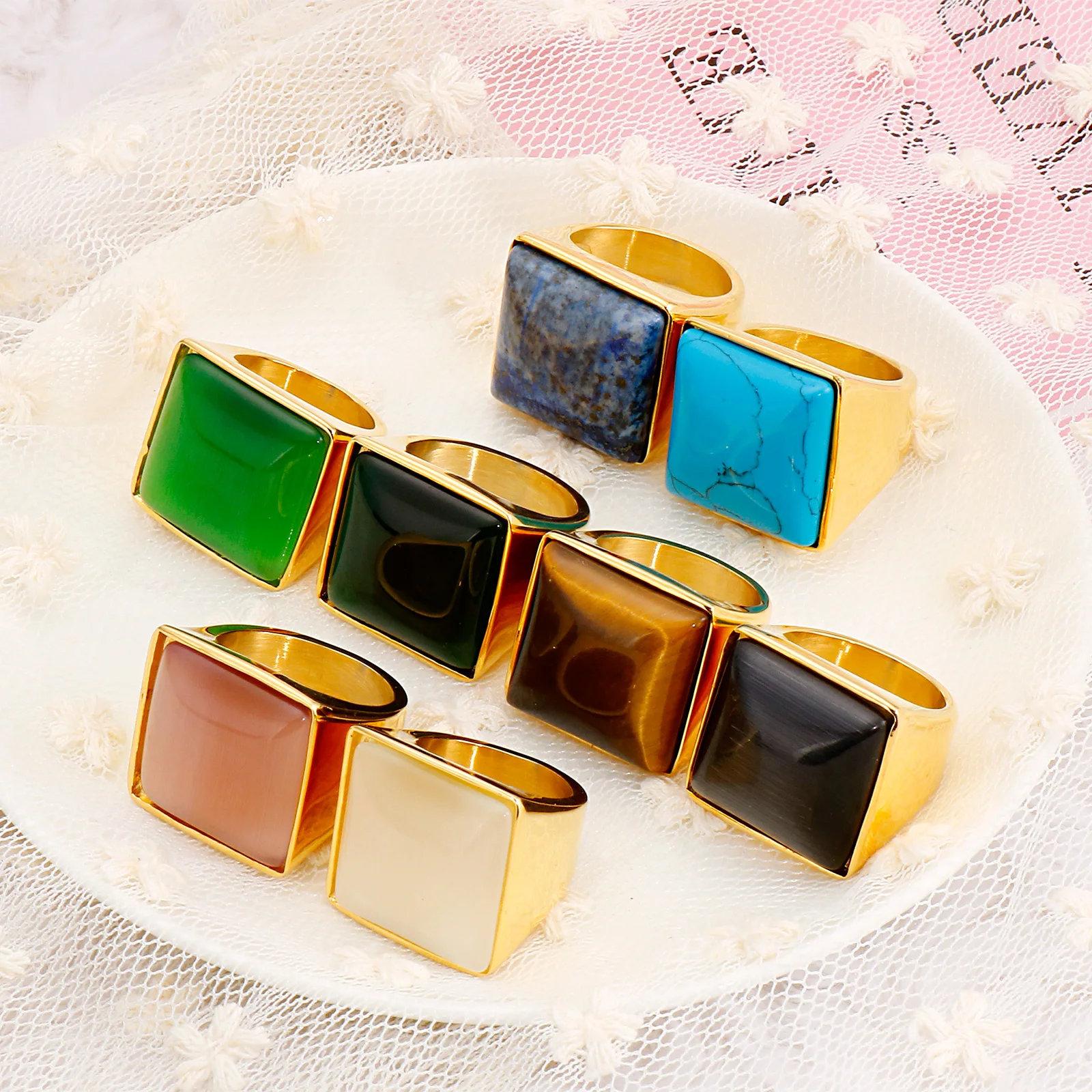Vintage Square Natural Stone Ring Multicolor Bohemian Ladies Women Noble Rings Jewelry Gift
Vintage Square Natural Stone Ring Multicolor Bohemian Ladies Women Noble Rings Jewelry Gift