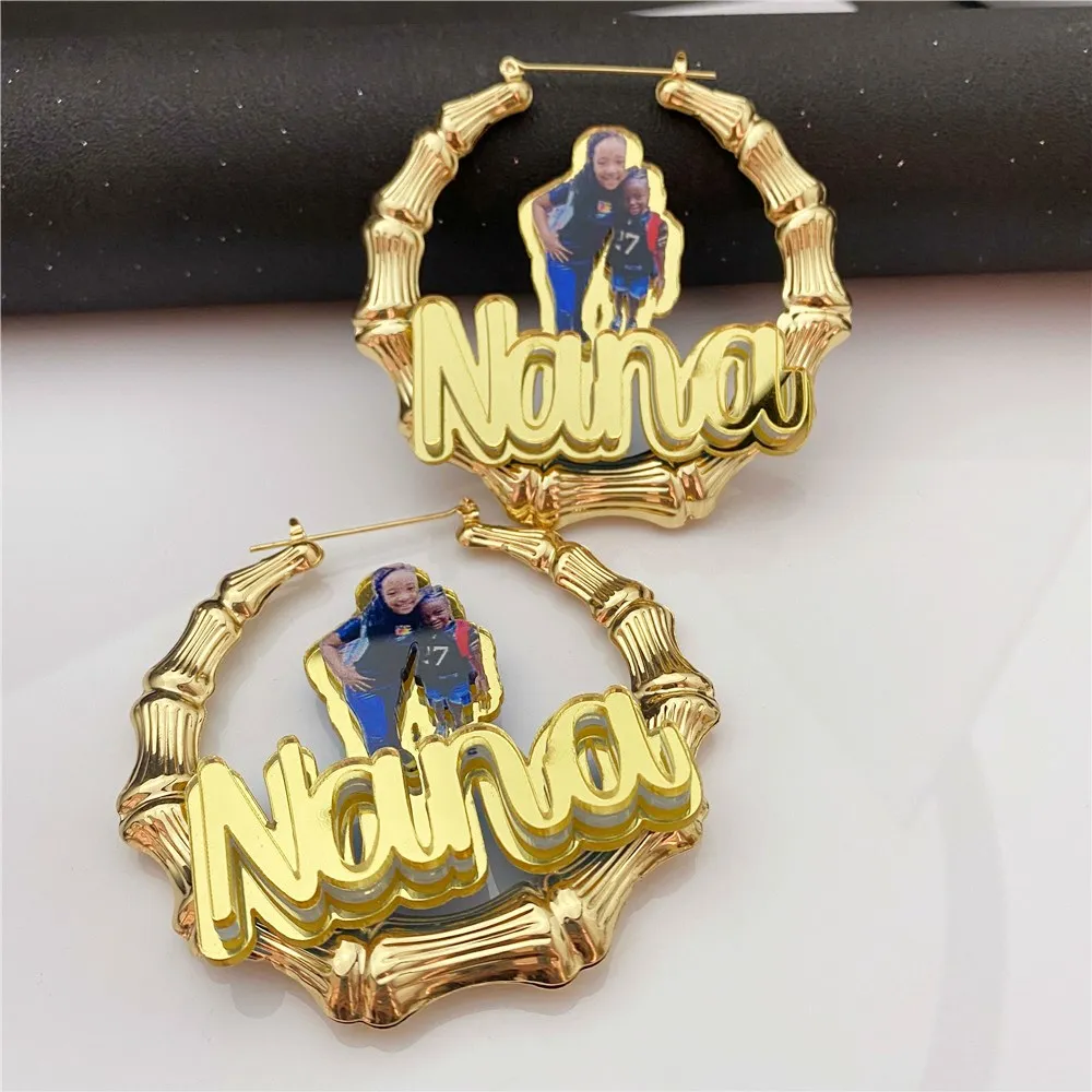 Custom Picture Name Earrings Custom Bamboo Hoops Earrings for Women Acrylic Earrings for Kids Memory Jewelry Christmas Gift
Custom Picture Name Earrings Custom Bamboo Hoops Earrings for Women Acrylic Earrings for Kids Memory Jewelry Christmas Gift