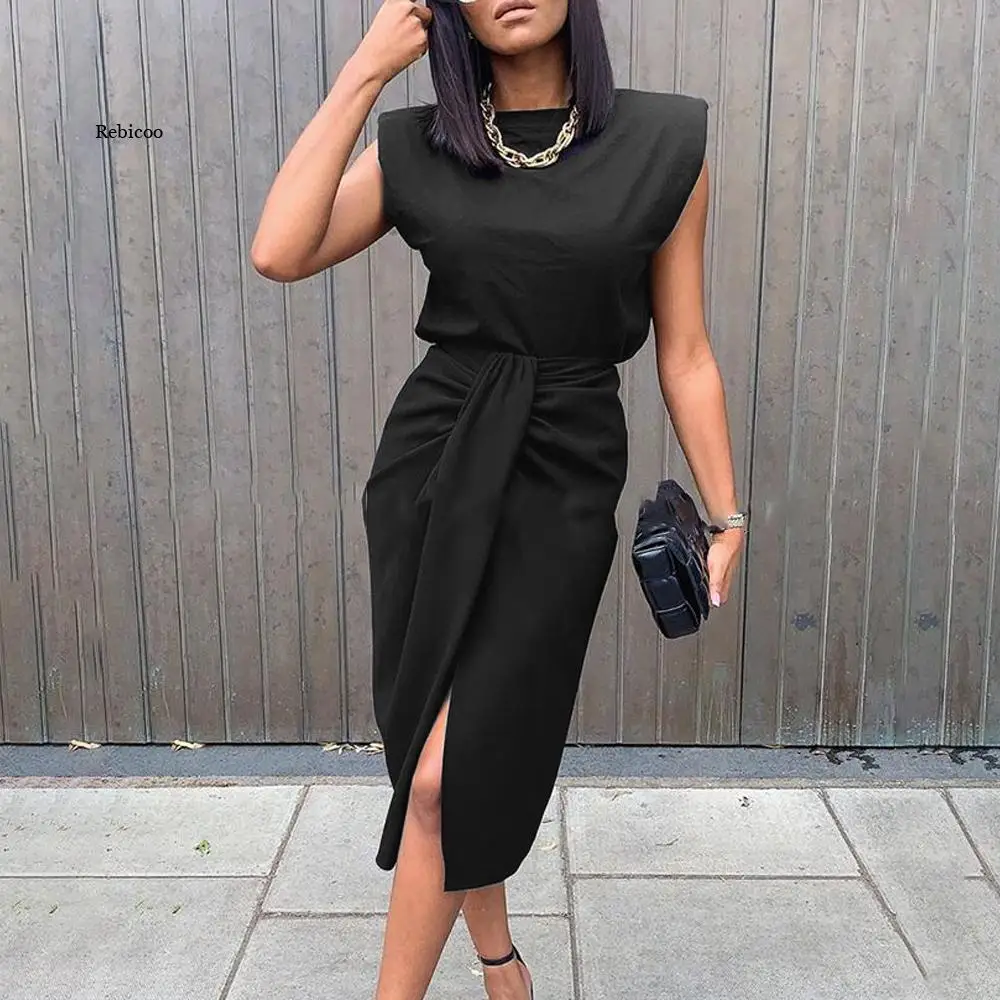 Spring and Summer New Women Skirt Two Pieces Set Fashion Sleeveless Front Slit Irregular Slim Dress Female 2022
Spring and Summer New Women Skirt Two Pieces Set Fashion Sleeveless Front Slit Irregular Slim Dress Female 2022