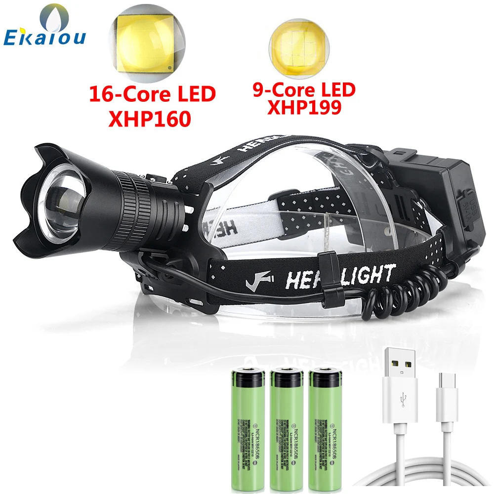 New Super Bright XHP160 XHP199 High Power LED Headlight 18650 Rechargeable Waterproof Fishing Headlight
New Super Bright XHP160 XHP199 High Power LED Headlight 18650 Rechargeable Waterproof Fishing Headlight
