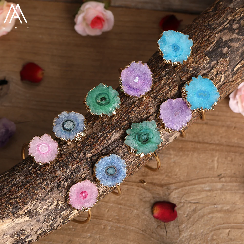 Bohemia Women Druzy Agates Solar Flower Cuff Wristband Bracelet Natural Stone Double Beads Open Bangle Jewelry Dropship Gift
Bohemia Women Druzy Agates Solar Flower Cuff Wristband Bracelet Natural Stone Double Beads Open Bangle Jewelry Dropship Gift