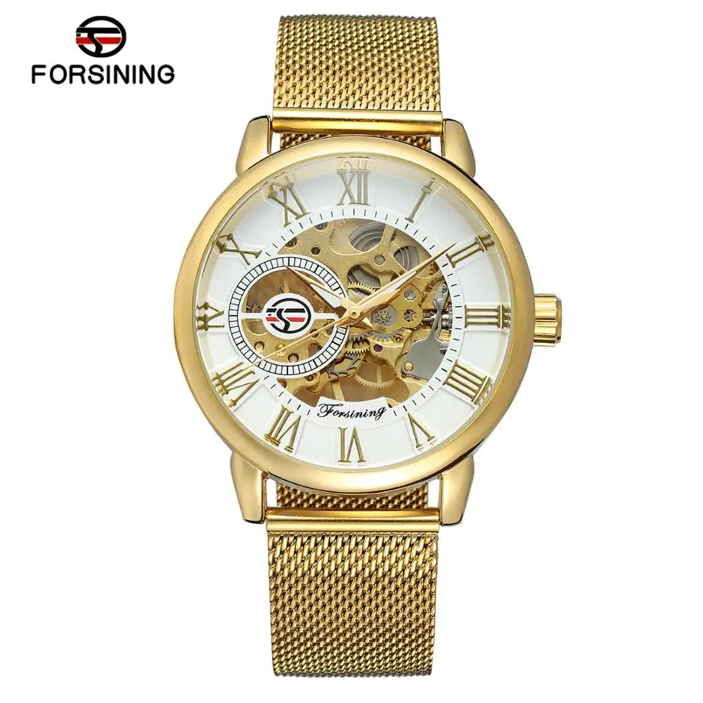 FORSINING Business men's and women's watches gold strap watches automatic mechanical wrist watches
FORSINING Business men's and women's watches gold strap watches automatic mechanical wrist watches