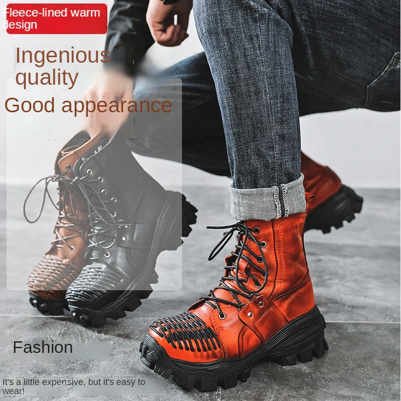 Men's New Luxury Platform Motorcycle Boots Thick Bottom Genuine Leather Winter Mid-calf Boots Red Round Toe Short Western Cowboy
Men's New Luxury Platform Motorcycle Boots Thick Bottom Genuine Leather Winter Mid-calf Boots Red Round Toe Short Western Cowboy