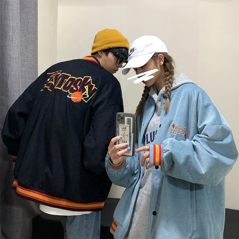 Corduroy Embroidered Baseball suit men's fashion ins American single breasted couple loose jacket Vintage spring coat streetwear
Corduroy Embroidered Baseball suit men's fashion ins American single breasted couple loose jacket Vintage spring coat streetwear