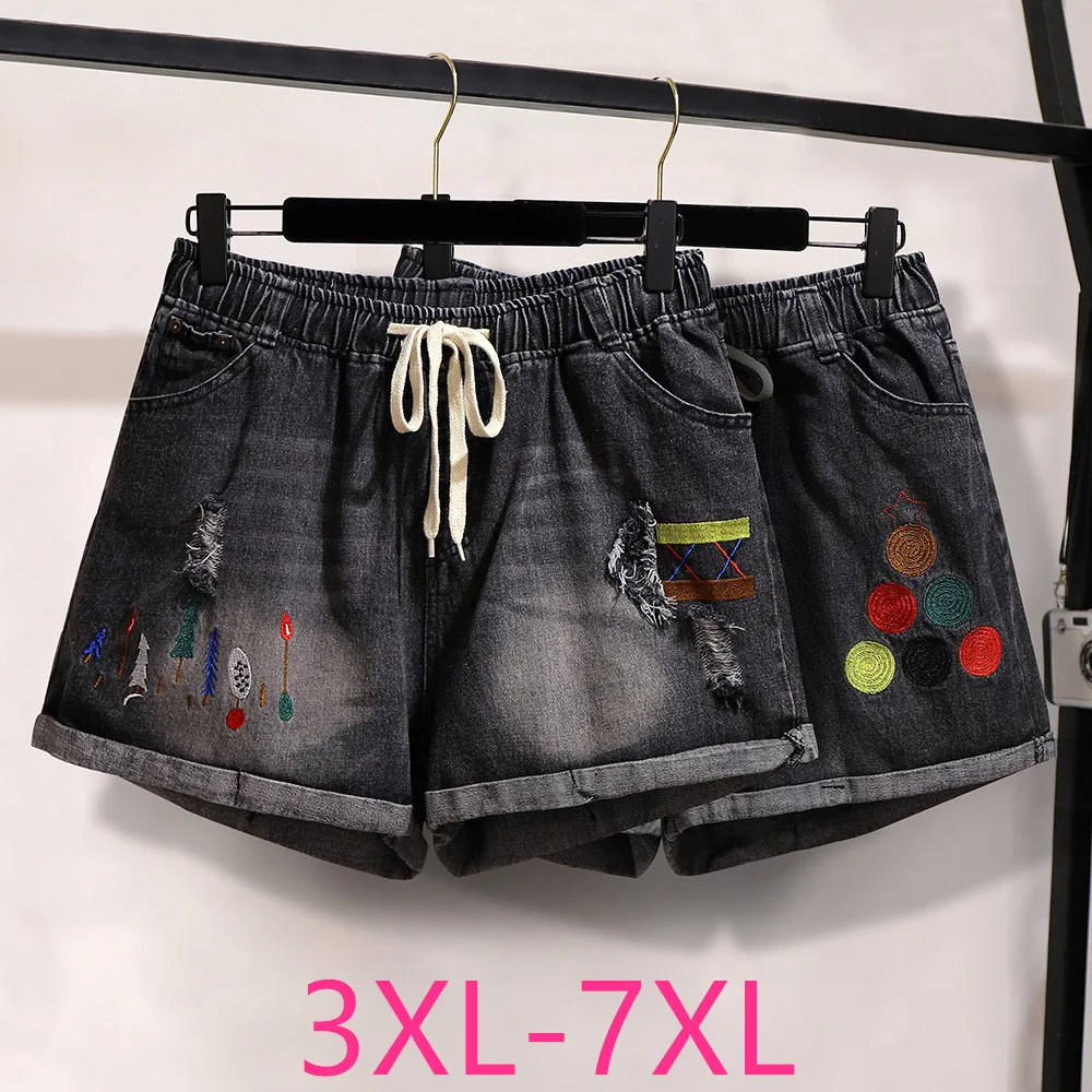New 2021 Spring Summer Plus Size Denim Shorts For Women Large Loose Casual Elastic Waist Hole Shorts Black Belt 4XL 5XL 6XL 7XL
New 2021 Spring Summer Plus Size Denim Shorts For Women Large Loose Casual Elastic Waist Hole Shorts Black Belt 4XL 5XL 6XL 7XL