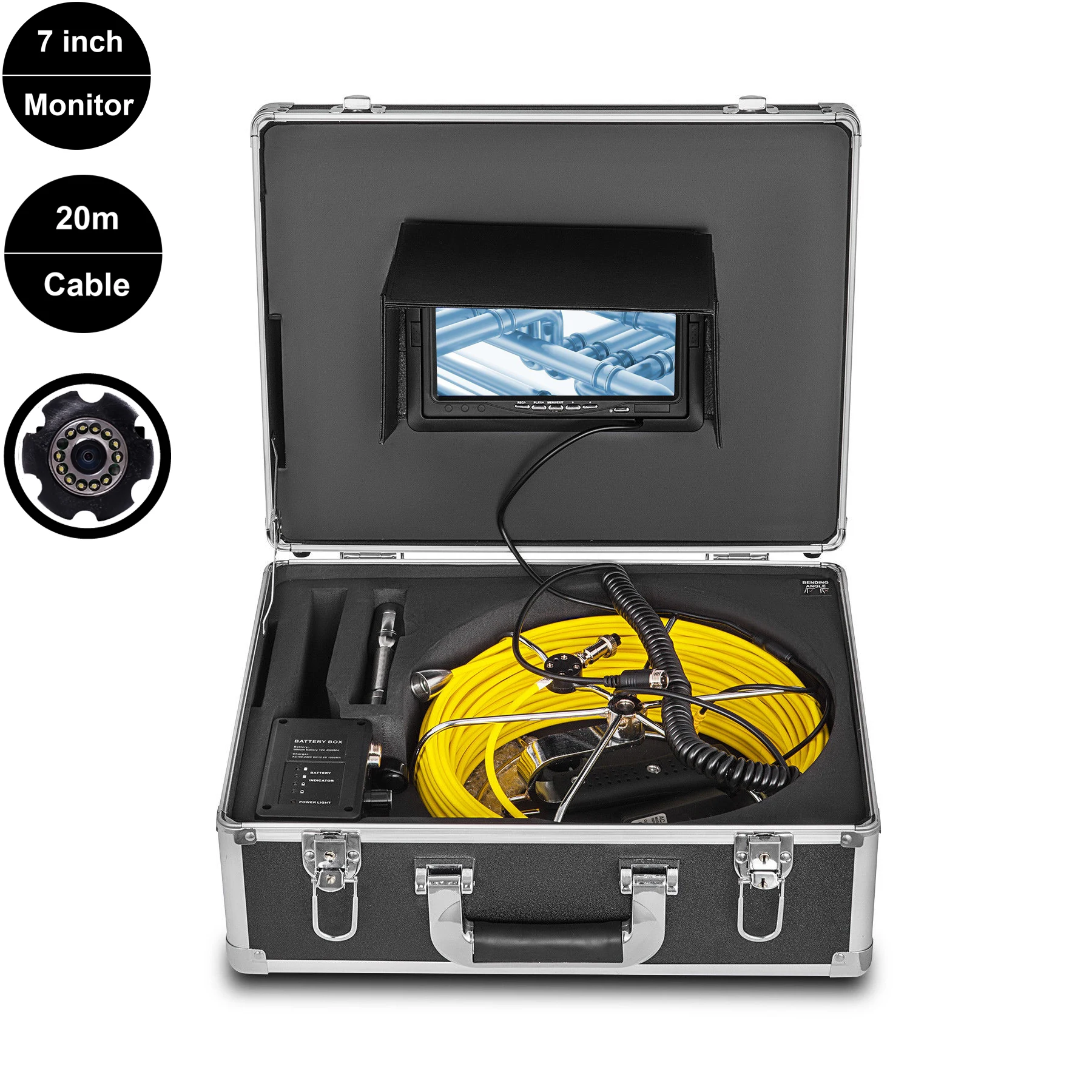 Durable In Use 7 Inch Monitor 20M Fiberglass Cable Industrial Pipe Inspection System Equipment With 12Pcs White LED Lights
Durable In Use 7 Inch Monitor 20M Fiberglass Cable Industrial Pipe Inspection System Equipment With 12Pcs White LED Lights