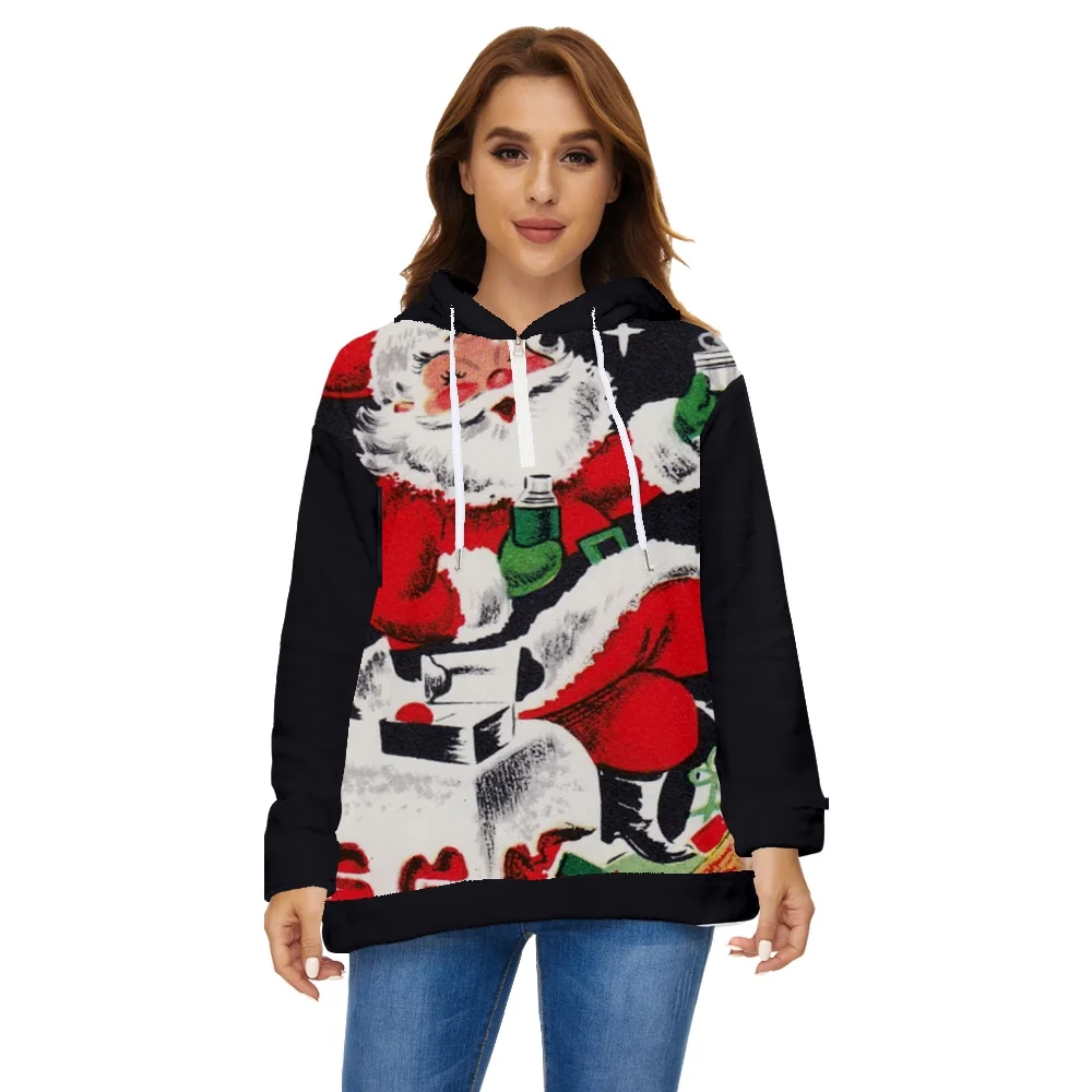 Winter Plush Half-zip Hooded Women's Sweatshirt Santa Claus Print Fleece Hoody Women Christmas Hooded Sweat Oversize Coat
Winter Plush Half-zip Hooded Women's Sweatshirt Santa Claus Print Fleece Hoody Women Christmas Hooded Sweat Oversize Coat