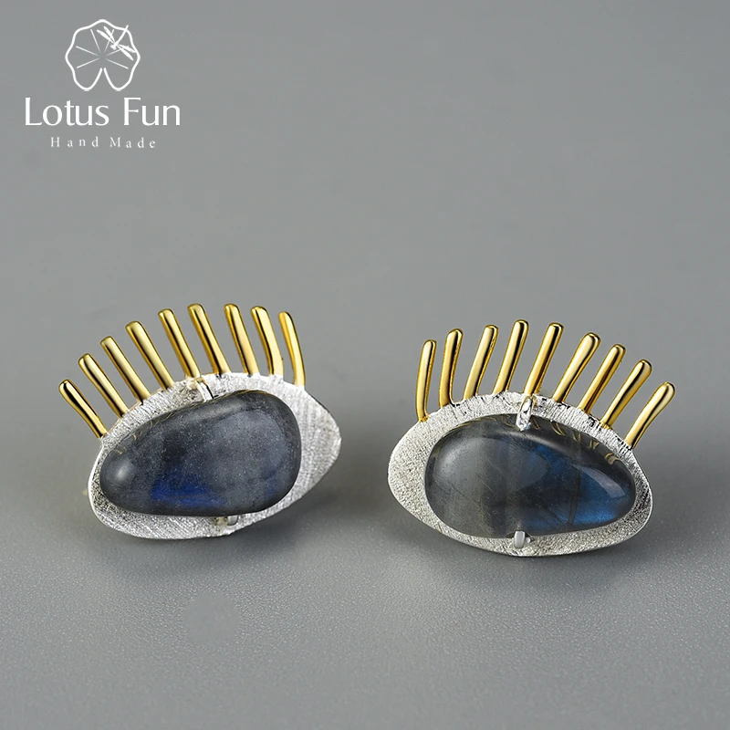 Lotus Fun Real 925 Sterling Silver Natural Labradorite Creative Fine Jewelry Interesting Gold Eyelashes Stud Earrings for Women
Lotus Fun Real 925 Sterling Silver Natural Labradorite Creative Fine Jewelry Interesting Gold Eyelashes Stud Earrings for Women