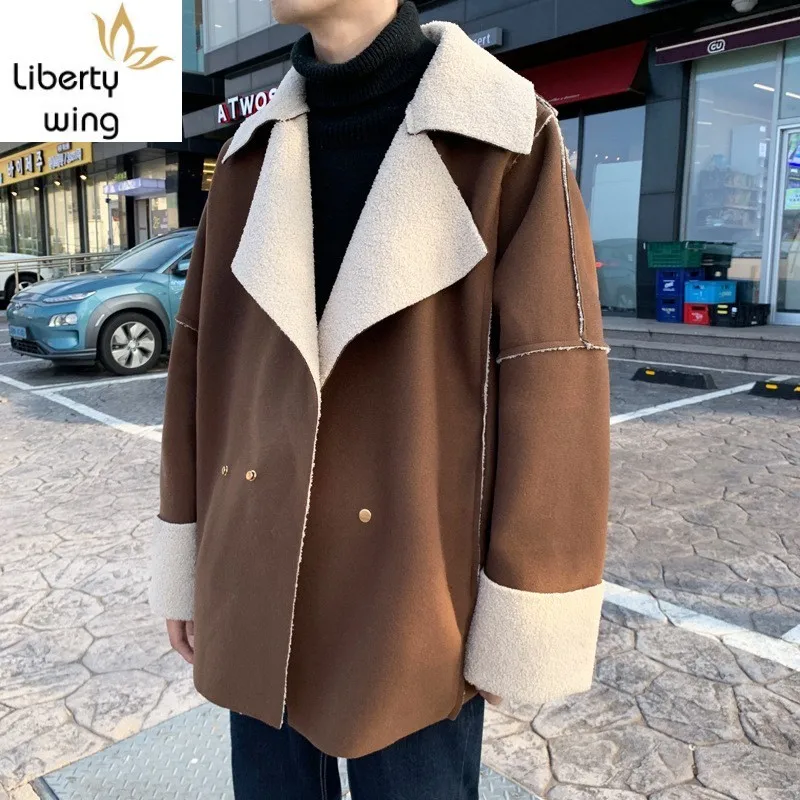 Unisex Winter Loose Fit Warm Jackets Faux Lambswool Lining Male Outerwear Long Sleeve Lapel Double Breasted Casual Coats
Unisex Winter Loose Fit Warm Jackets Faux Lambswool Lining Male Outerwear Long Sleeve Lapel Double Breasted Casual Coats