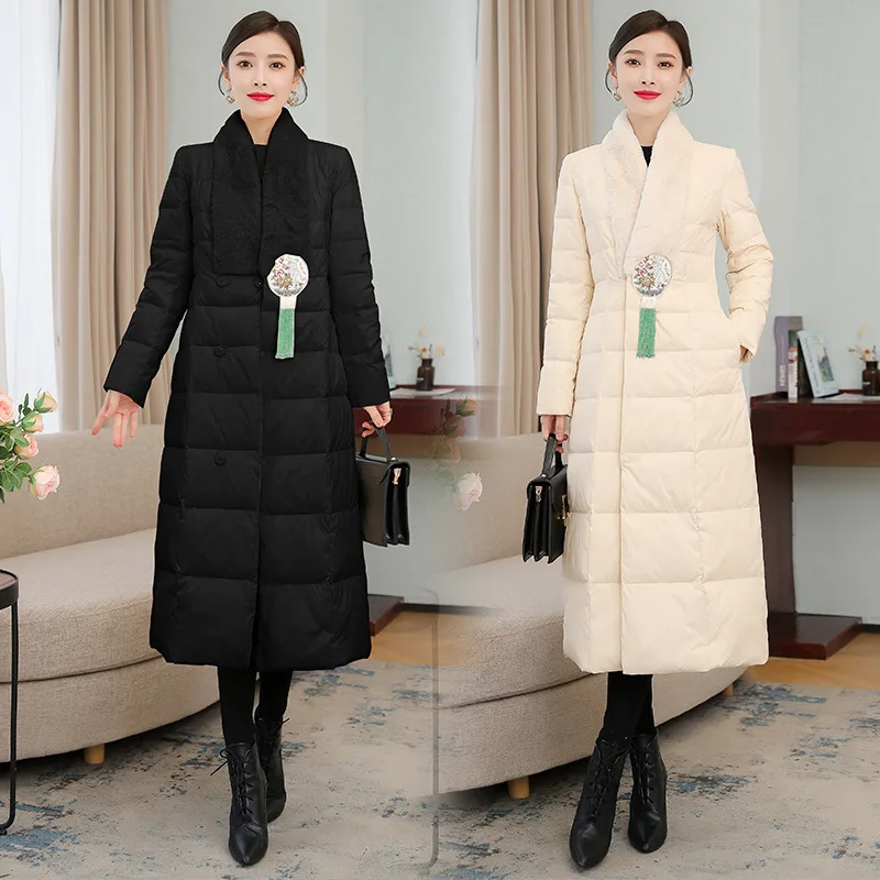 Women's Down Coat Winter Fur Collar Embroidery White Duck Down Jacket Thick Warm Long Outwear Female Loose Puffer Jackets 4XL
Women's Down Coat Winter Fur Collar Embroidery White Duck Down Jacket Thick Warm Long Outwear Female Loose Puffer Jackets 4XL