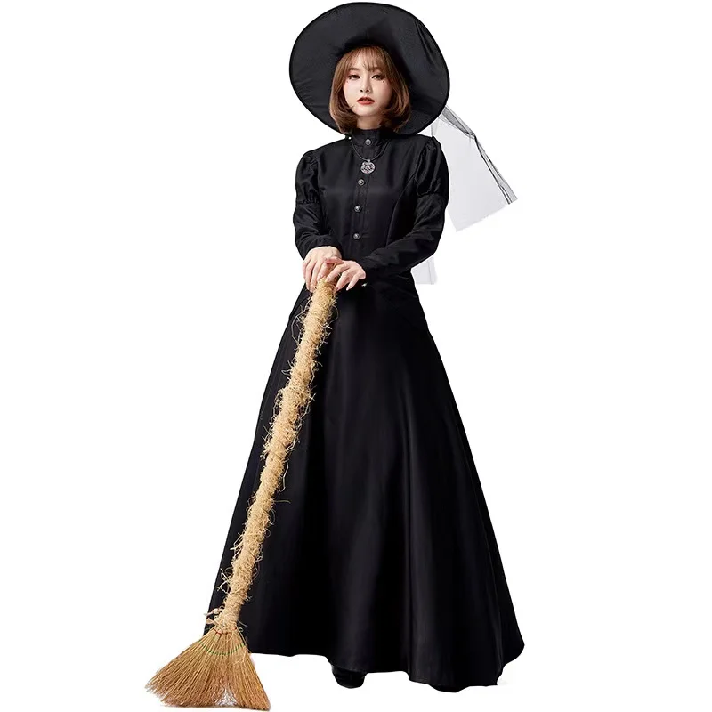Gothic Women Magic Robe Cosplay Female Halloween Black Witch Costume Carnival Purim Parade Stage Show Role Play Party Long Dress
Gothic Women Magic Robe Cosplay Female Halloween Black Witch Costume Carnival Purim Parade Stage Show Role Play Party Long Dress