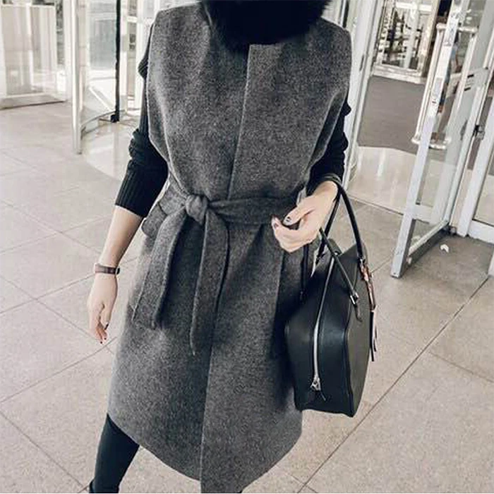 autumn winter Woolen Vest Women Medium Long Original Belt Vest Fashion waistcoat
autumn winter Woolen Vest Women Medium Long Original Belt Vest Fashion waistcoat