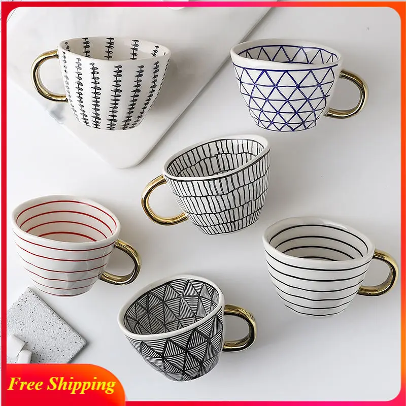 Creative Geometric Ceramic Mugs with Gold Handle Handmade Coffee Cups Irregular Shaped Tea Milk Mug Cup Unique Gifts Home Decor
Creative Geometric Ceramic Mugs with Gold Handle Handmade Coffee Cups Irregular Shaped Tea Milk Mug Cup Unique Gifts Home Decor