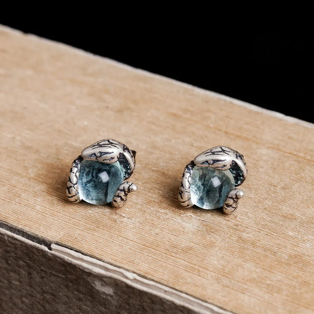 Gothic Punk Real 100% 925 Sterling Silver Animal Snake Stud Earrings Round Light Blue Natural Stone Piercing Ears Earring
Gothic Punk Real 100% 925 Sterling Silver Animal Snake Stud Earrings Round Light Blue Natural Stone Piercing Ears Earring