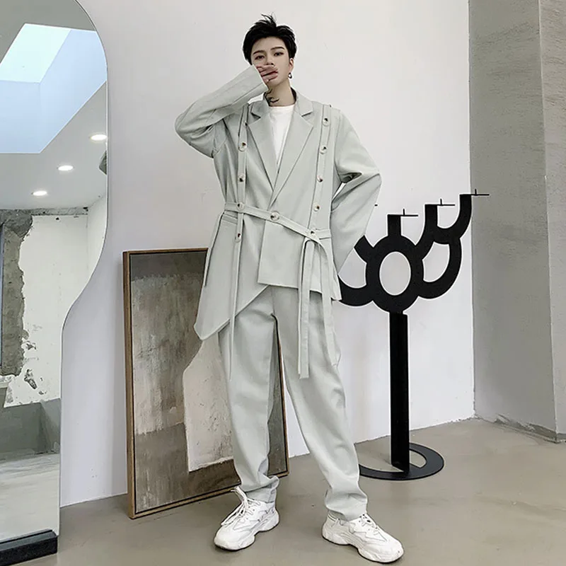 Men 2 Pieces Sets Asymmetric Design Ribbon Casual Suit Jacket Pant Male Women Fashion Show Blazer Coat Trousers Stage Clothes
Men 2 Pieces Sets Asymmetric Design Ribbon Casual Suit Jacket Pant Male Women Fashion Show Blazer Coat Trousers Stage Clothes